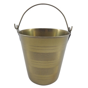 Seau en métal avec poignée, finition antique en laiton, seau en aluminium pour la cuisine, personnalisable en vrac, panier de rangement - Product Image 1