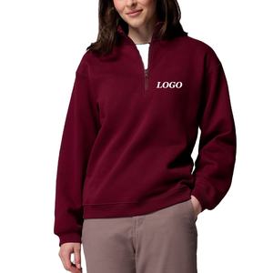 Sweat-shirt en polaire chaud, ton uni, col montant, style tendance pour le streetwear, avec logo personnalisable, design décontracté - Product Image 1