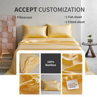 Draps de lit en bambou avec OEKO-Tex 100 4 pièces Ensemble de literie respirant et rafraîchissant 100% bambou naturel Ensemble de draps de lit