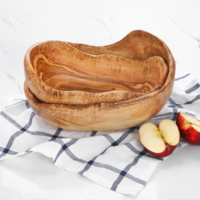 Premium ArtisRaw Tunesische Olijfhouten Handgemaakte Ecologische Fruitmand Schaal Bestek Kartonnen Verpakking Serveermodel BS003