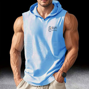 Sweat à capuche d'entraînement d'hiver sans manches pour hommes de haute qualité-Couleurs personnalisables et logo Coton polaire respirant et écologique - Product Image 4