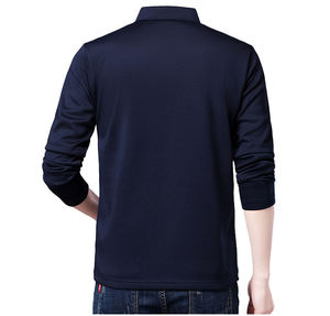 T-shirt décontracté pour homme à fermeture éclair, coupe classique, couleur unie, écologique, ajusté, en polyester tricoté, avec logo personnalisé sur le devant, respirant - Product Image 6