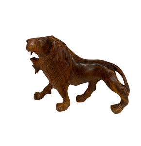 Escultura De León hecha a mano de madera, impresionante escultura de León, animales de madera decoraciones para el hogar - Product Image 2
