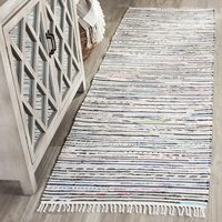 Nature4u Handmade Woven Classic Geometric Cotton Rag Rug Cushioned Non-Slip Washable Antimicrobial Home Entryway Foyer Living