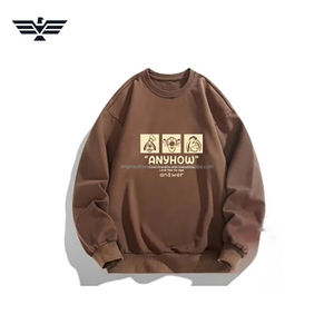 Custom Color 100% Cotton Breathable Winter Solid <b>Men</b> Crewneck Sweatshirt ANYHOW Casual <b>Pullover</b> - Product Image 1