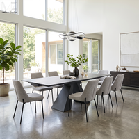 Ensemble Table de Salle à Manger Luxe Moderne Extensible Rétractable, Meuble de Cuisine, Table à Manger Rallonge Dessus Pierre Frittée Marbre