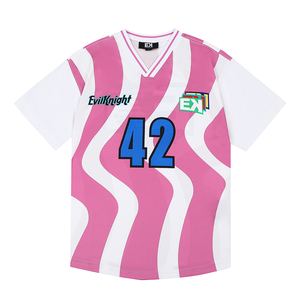 Logo personnalisé rayé lettre football américain maillot respirant coupe ample t-shirts avec option grande taille - Product Image 2