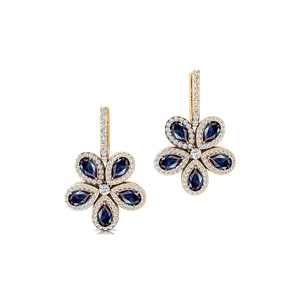 Best Selling 18k Solid Yellow Gold Natural Alexandrite & Real Diamonds Flower Design Dangle <b>Drop</b> <b>Earrings</b> Fine <b>Bridal</b> Jewelry - Product Image 3