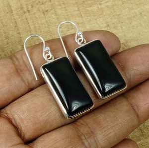 Black Onyx Sterling Silver Hook Earrings Handmade Gemstone Jewelry Elegant Dangle Earrings Women Gifts - Product Image 6