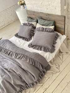 Fundas de almohada de lino con volantes dobles Shabby Chic Farmhouse Style Hospital & Home Use Tamaño y color personalizables - Product Image 2