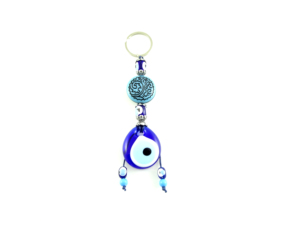 DAFNI BIG PAZAR Porte-clés mousqueton avec perle œil porte-bonheur - Forme 3D en métal tendance avec embouts émaillés uniques et impression en relief - Product Image 1