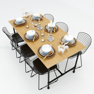 BFBA004-Bamboo Wood <b>Dining</b> <b>Table</b> 80x160cm Oak Material Pipe Legs Convertible for Home <b>Bar</b> Office Assembled Living Room Furniture - Product Image 2