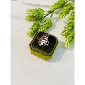 Southwest Boho <b>Statement</b> <b>Ring</b> Wild Horse & Sterling <b>Silver</b> with Natural Stone Oval Cut Pear Shape Size 8.75 Everyday Wear - Product Image 3