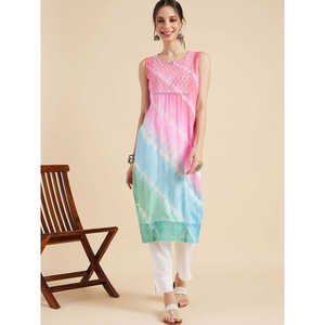 Kurta Recta Rosa con Estampado Tie-Dye, Blusa Modesta - Product Image 1