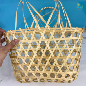 PANIER CADEAU EN BAMBOU fabriqué à la main écologique avec poignées Emballage réutilisable et durable pour cadeaux ou rangement Décoration intérieure - Product Image 3