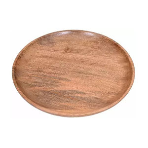 Plateau rond en bois personnalisé en gros, durable, multi-usage, plateau de service en bois de qualité alimentaire, rangement de cuisine et assiette décorative - Product Image 1