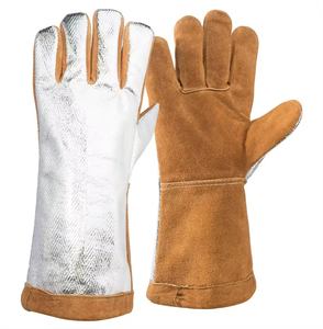 Gants de soudage TIG en cuir de chèvre de qualité supérieure pour la sécurité industrielle, paume en cuir grainé, cuir fendu, manchette longue, résistants à la chaleur - Product Image 1