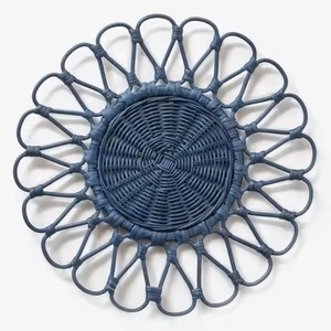 Flower Rattan <b>Placemats</b> Rattan <b>Placemat</b> Round <b>Wicker</b> Woven <b>Placemat</b> for Table - Product Image 1