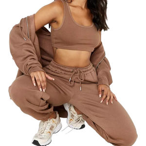 Ensemble de survêtement de jogging à capuche d'extérieur deux pièces à la mode pour l'hiver2024's best-seller survêtements en gros unis pour femmes - Product Image 1