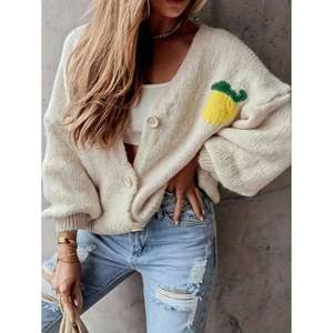 Women's Casual Wool Ribbed V-Neck Long Sleeve <b>Cardigan</b> with Buttons - Product Image 6