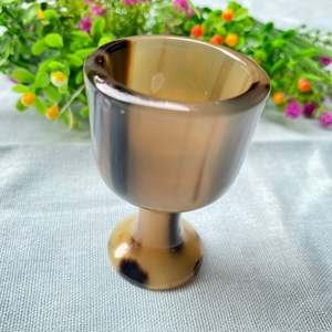 Vasos para beber vikingos hechos a mano con cuerno de búfalo y vaca, tamaño personalizado, cristal de cuerno corto, color natural - Product Image 4
