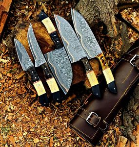 Couteau de chef de luxe fait main avec manche en corne de bélier, couteau de cuisine à lame en cuivre et damas pour anniversaire et Noël - Product Image 3