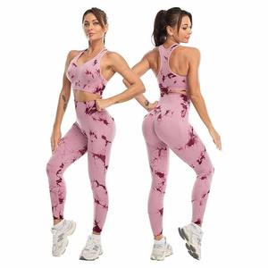 Ensemble de vêtements de sport de yoga personnalisés de haute qualité pour femmes leggings taille haute solides 2 pièces leggings courts de fitness - Product Image 2