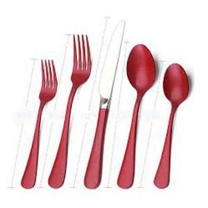 Ensemble de couverts en acier inoxydable plaqué argent avec poignée à carreaux rouge et blanc Ensemble de couverts de haute qualité pour mariage au restaurant - Product Image 2