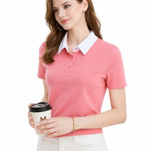 Polo en polyester pour femme, manches courtes, coupe ajustée, logo personnalisé, chemises de golf décontractées, respirantes et courtes, vente en gros - Product Image 3