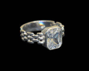 Zirconia cúbica de Plata de Ley 925, regalo hecho a mano para ella, anillo de cuarzo amarillo rubí con forma de rectángulo a la moda - Product Image 3