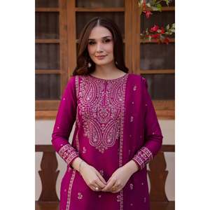 เสื้อชีฟองปักลาย BATIK-3PC พร้อมผ้าคลุมไหล่และกางเกงปักลาย-BIC-4735 - Product Image 2