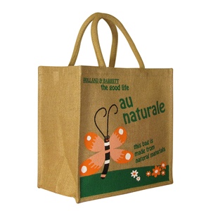 Promotion de gros Emballage en coton écologique et réutilisable sur mesure avec logo Cadeau Shopping Sacs en toile de jute pour femmes - Product Image 4