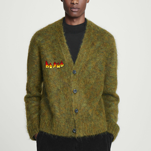 Vente en gros de tricot de coton pelucheux personnalisé à la mode pour hommes hiver solide chaud col en V pull-over anti-rétrécissement séchage rapide respirant - Product Image 1