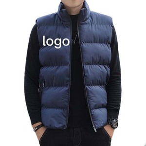 Imperméable avec fermeture éclair nouvelle mode 2025 hommes High Street Style hiver bouffantes vestes Logo personnalisé conception chaud à capuche bouffant gilet - Product Image 4
