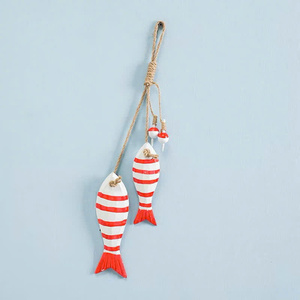 Grand squelette de poisson en bois bleu à suspendre |   Accent en corde stylisé |   Décoration rustique harmonieuse pour les maisons modernes et les cafés à thème - Product Image 2