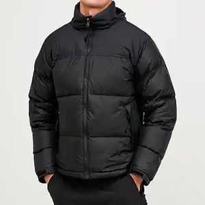 Blouson matelassé noir personnalisé |   Manteau matelassé d'hiver léger pour homme |   Fabricant de vêtements d'extérieur isolés OEM/ODM - Product Image 1