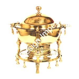 <b>Food</b> <b>Warmer</b> Display Exclusive Quality Pure Brass Chaffing Dish and Large Dish Serving Bowl With Stand in Best Prices - Product Image 3