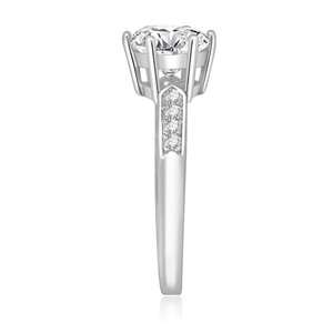 S925 <b>Silver</b> Fine <b>Rings</b> CVD Lab Grown Diamond <b>Solitaire</b> <b>Ring</b> Classic Round Brilliant cut CVD Diamond Engagement <b>Ring</b> - Product Image 6