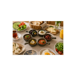 Glorie Optiva Mini plats de service en porcelaine 6 cm - Style méditerranéen, ensemble de 6 plats pour sauces et petit-déjeuner - Product Image 1