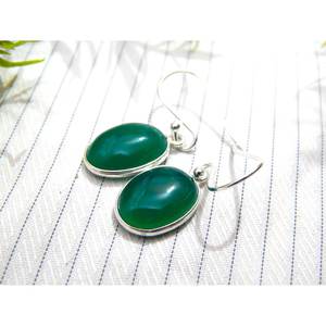 925 Sterling Silver Dangle <b>Earrings</b> with Tiny Onyx Gemstone Natural <b>Green</b> Gift for Her-E0055-GS Fashion Dangle <b>Earrings</b> - Product Image 1