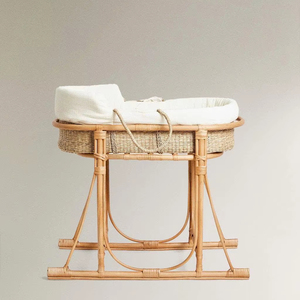 Handcrafted Natural Rattan Baby Bassinet Premium Wicker <b>Moses</b> <b>Basket</b> Cradle <b>Stand</b> Eco-Friendly Newborn Sleeping Bed - Product Image 1