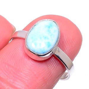 Larimar Gemstone <b>Ring</b> Jewelry For Women Silver Boho Style Jewelry 925 Sterling Silver Trending Handmade <b>Ring</b> Gift For Her - Product Image 2