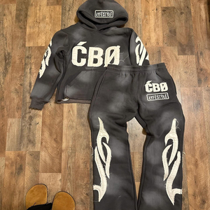 Ensemble de survêtement en molleton français de haute qualité avec logo personnalisé pour homme et femme, poids lourd, couleur contrastée, sweat-shirt à capuche et pantalon de survêtement - Product Image 2