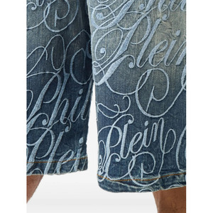 Men's Custom Printed 100% Cotton Denim Jorts Luxury Designer Style High Street Eco-Friendly Anti-Wrinkle Streetwear <b>Shorts</b> - Product Image 3