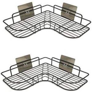 Estantes de Almacenamiento Esquineros para Baño, Autoadhesivos, de Acero Inoxidable Negro, Paquete Doble, Resistentes a la Oxidación, Duraderos, Modernos, Organizador para el Hogar - Product Image 4