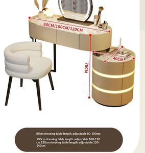 <span class=keywords><strong>Coiffeuse</strong></span> moderne nordique avec miroir lumineux réglable couleur crème pour petites filles, station de maquillage pour chambre à coucher, usage hôtelier, robuste - Product Image 4