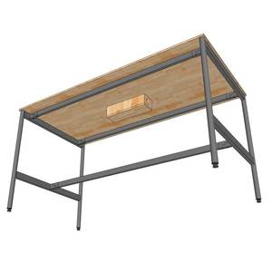OMA II HBOM219 System-Industrial Style Standing Conference <b>Table</b> 200x100x105cm Rubber Wood & Iron Legs Oval MDF <b>Office</b> Furniture - Product Image 5