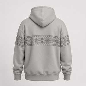 Sudadera con Capucha de Forro Polar con Patrón Nórdico Premium, Sudadera Unisex de Invierno con Diseño Fair Isle, Sudadera con Capucha Gruesa con Jacquard de Copos de Nieve - Product Image 2