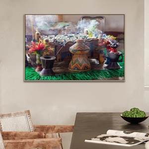 Grande decorazione della casa stampa su tela astratta famiglia dipinti da parete africani cerimonia <span class=keywords><strong>del</strong></span> <span class=keywords><strong>caffè</strong></span> <span class=keywords><strong>arte</strong></span> etiopica - Product Image 5