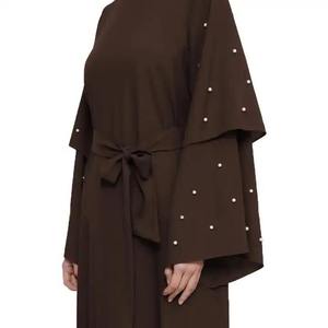 Vêtements pour femmes Abaya arabe robe abaya traditionnelle à manches chauve-souris de couleur unie poitrine plaquée manches baggy Abaya jilbab pour femmes - Product Image 5